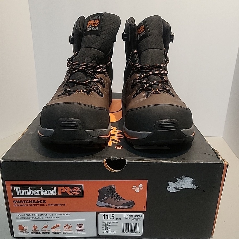 Timberlan Pro Switchback Mens Size 11.5 Brown Outdoor Composite Toe Safety Boots - Picture 4 of 12